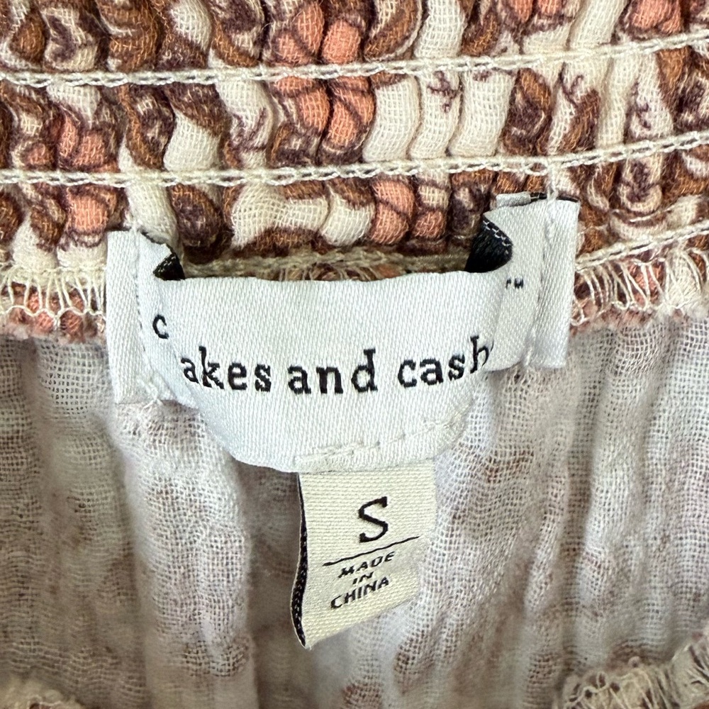 Cupcakes and Cashmere Pink Floral maxi skirt Ruffle Size Small - Picture 6 of 6